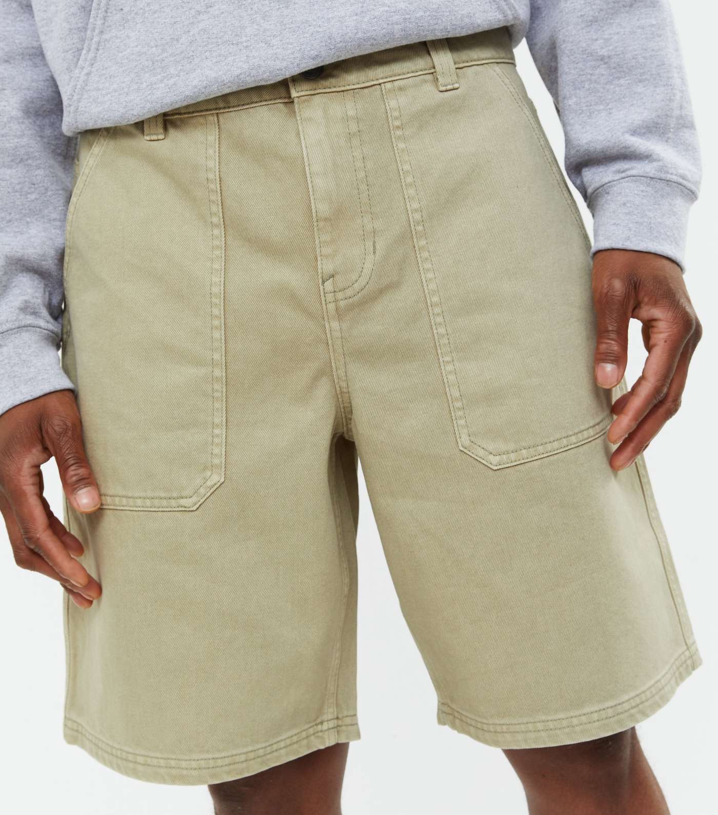 Khaki Twill Relaxed Fit Worker Shorts Image 3