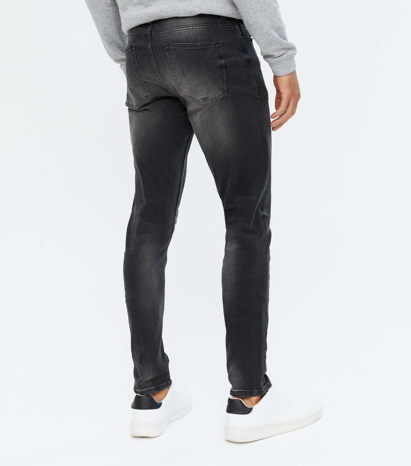 Black Washed Ripped Skinny Fit Jeans Image 4