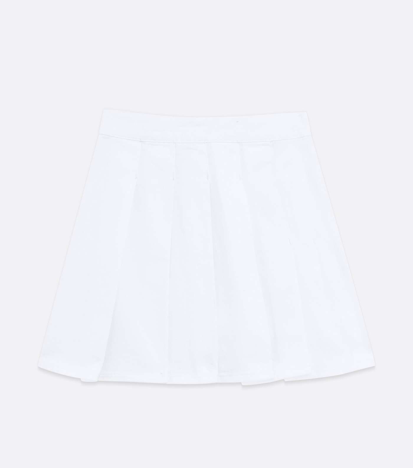White Pleated Denim Tennis Skirt  Image 5