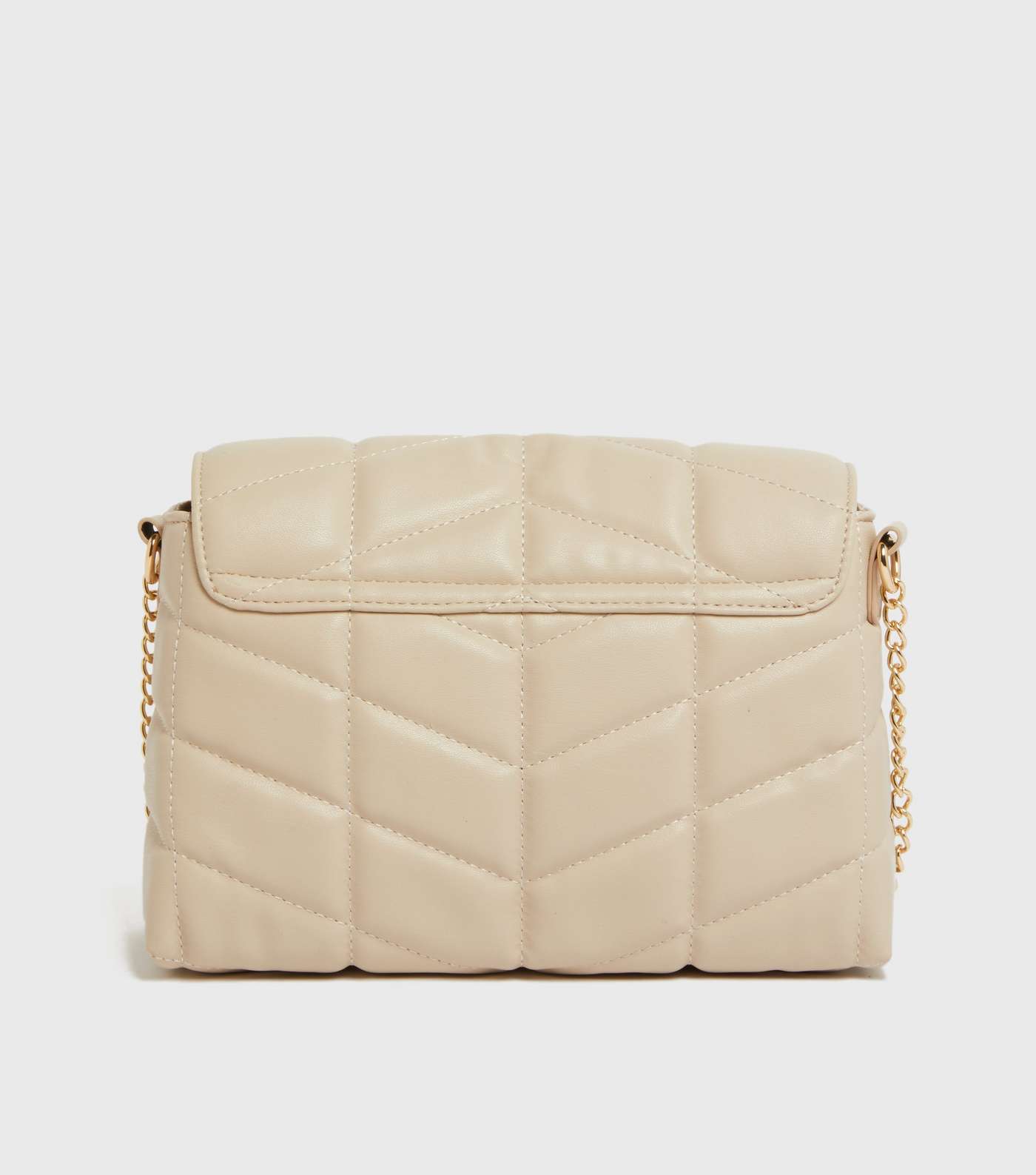 Cream Quilted Foldover Cross Body Bag Image 4