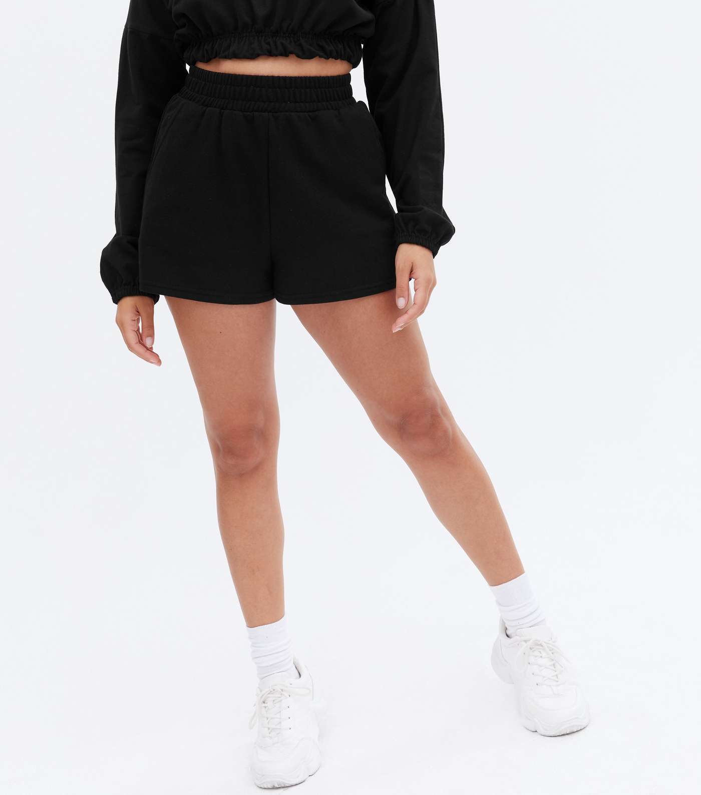 Petite Black Jersey Shorts Image 2