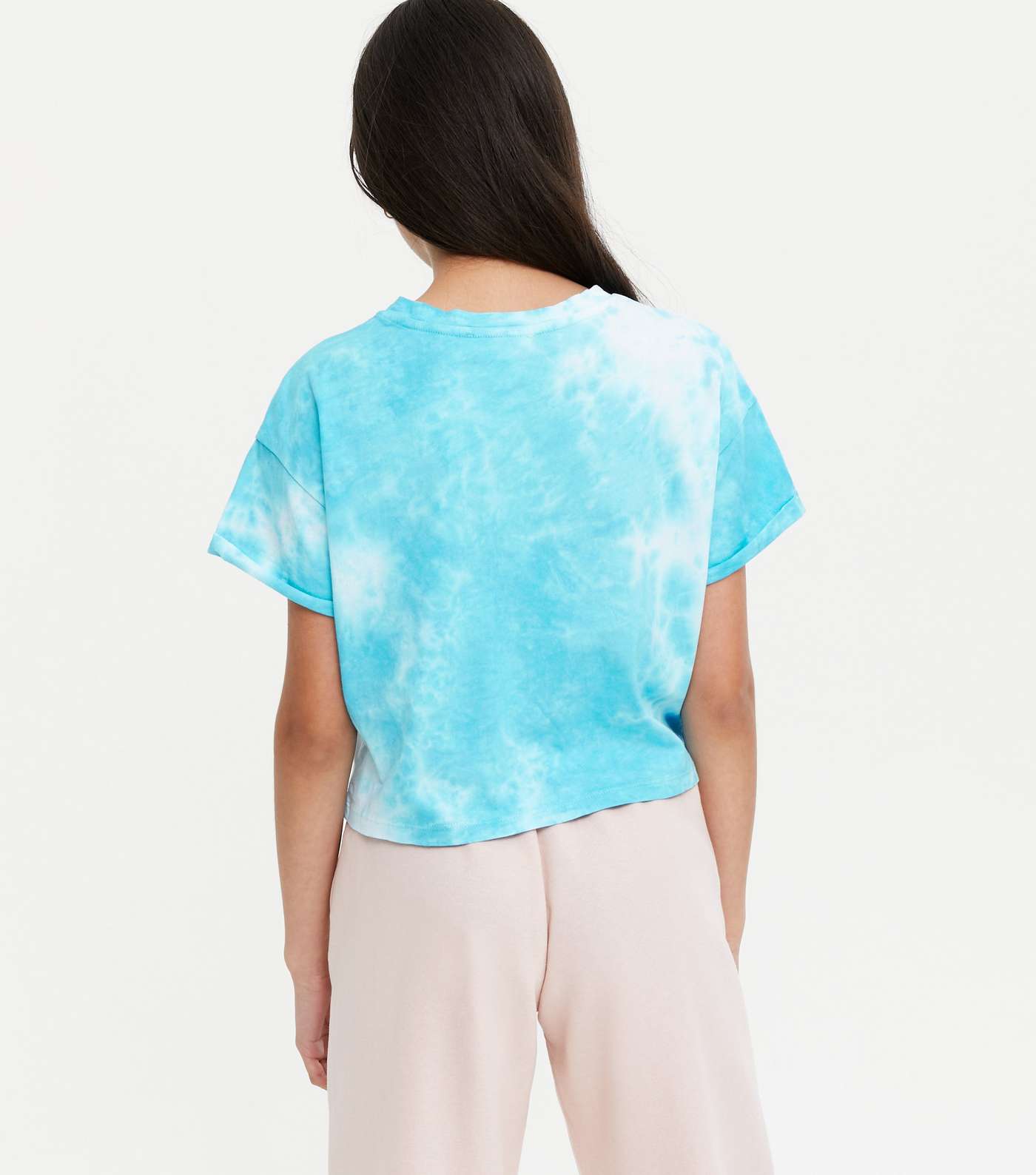 Girls Blue Tie Dye Butterfly Logo T-Shirt Image 4