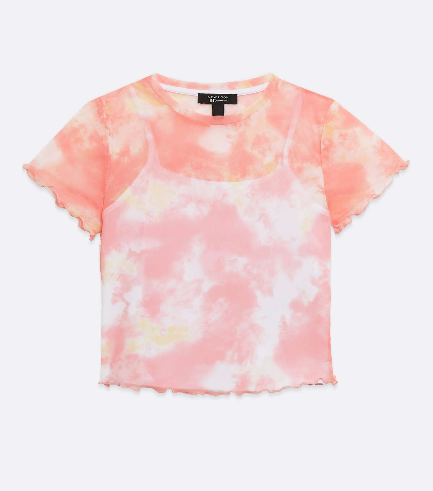 Girls Pink Tie Dye Mesh Frill T-Shirt Image 5