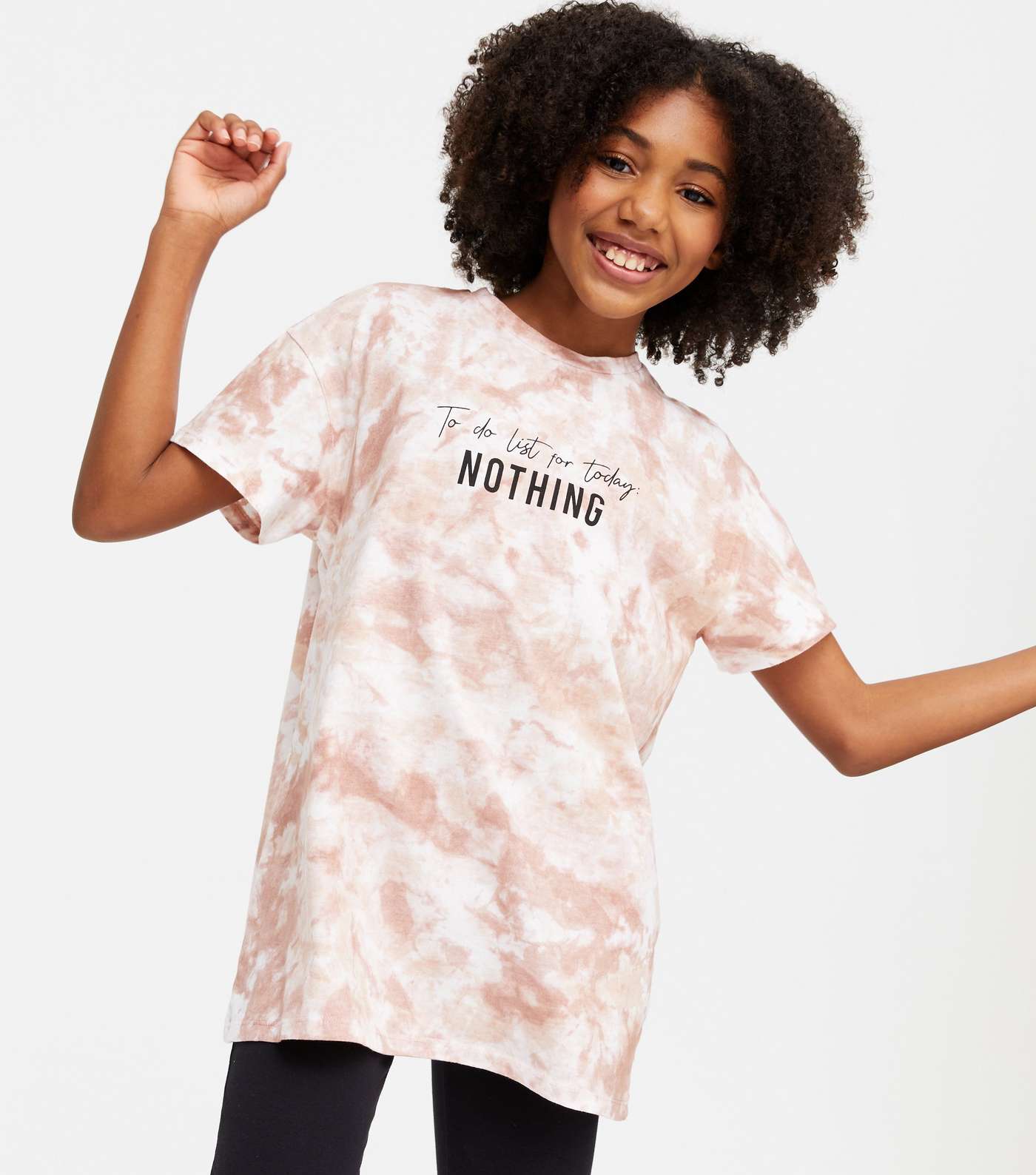 Girls Brown Tie Dye Nothing Logo T-Shirt  Image 4