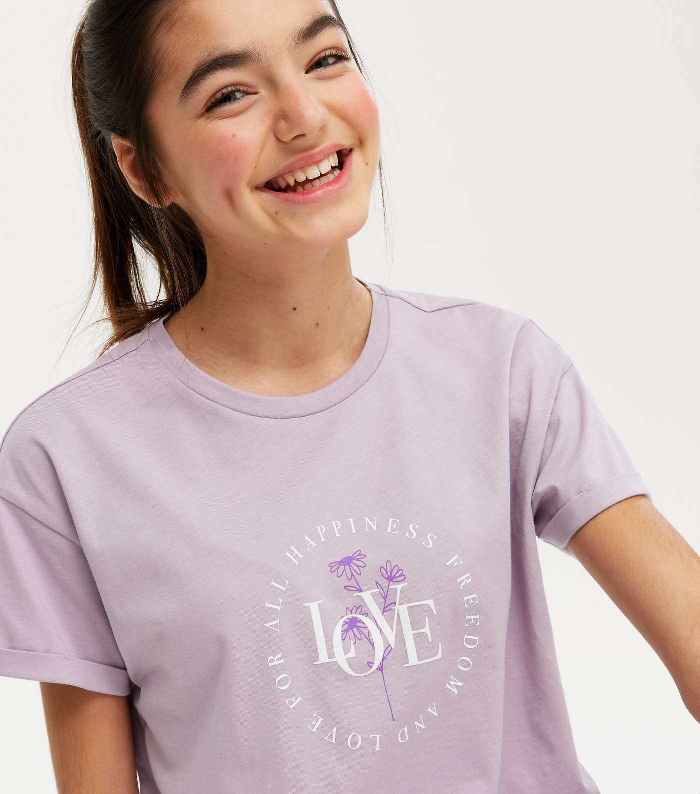 Girls Lilac Love Circle Logo T-Shirt Image 4