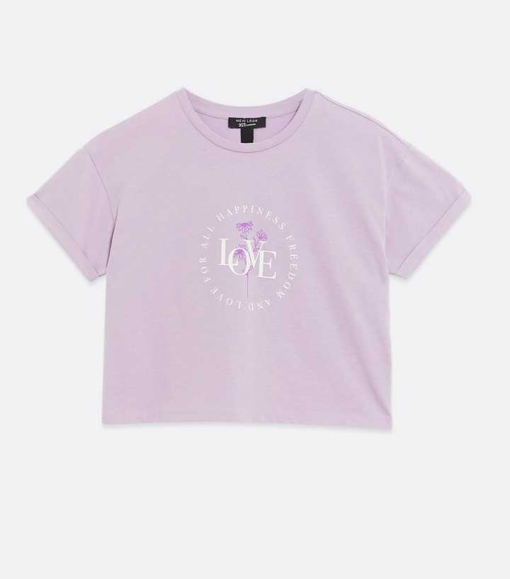Lilac New Girls Look Logo Circle T-Shirt Love |