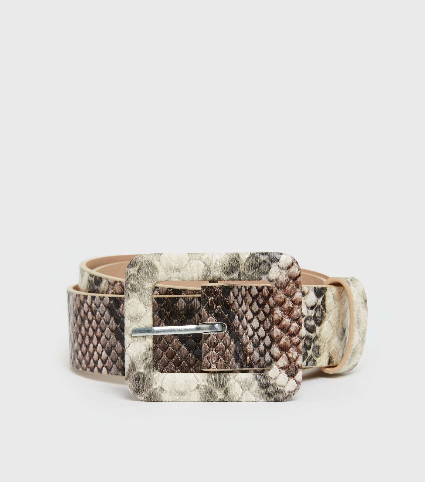 Stone Faux Snake Square Buckle Belt