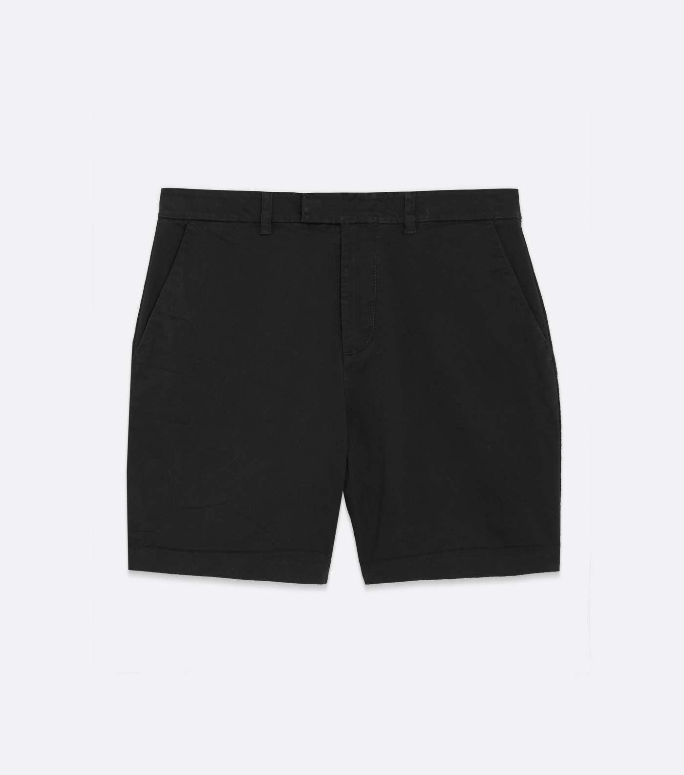 Black Cotton Blend Chino Shorts Image 5