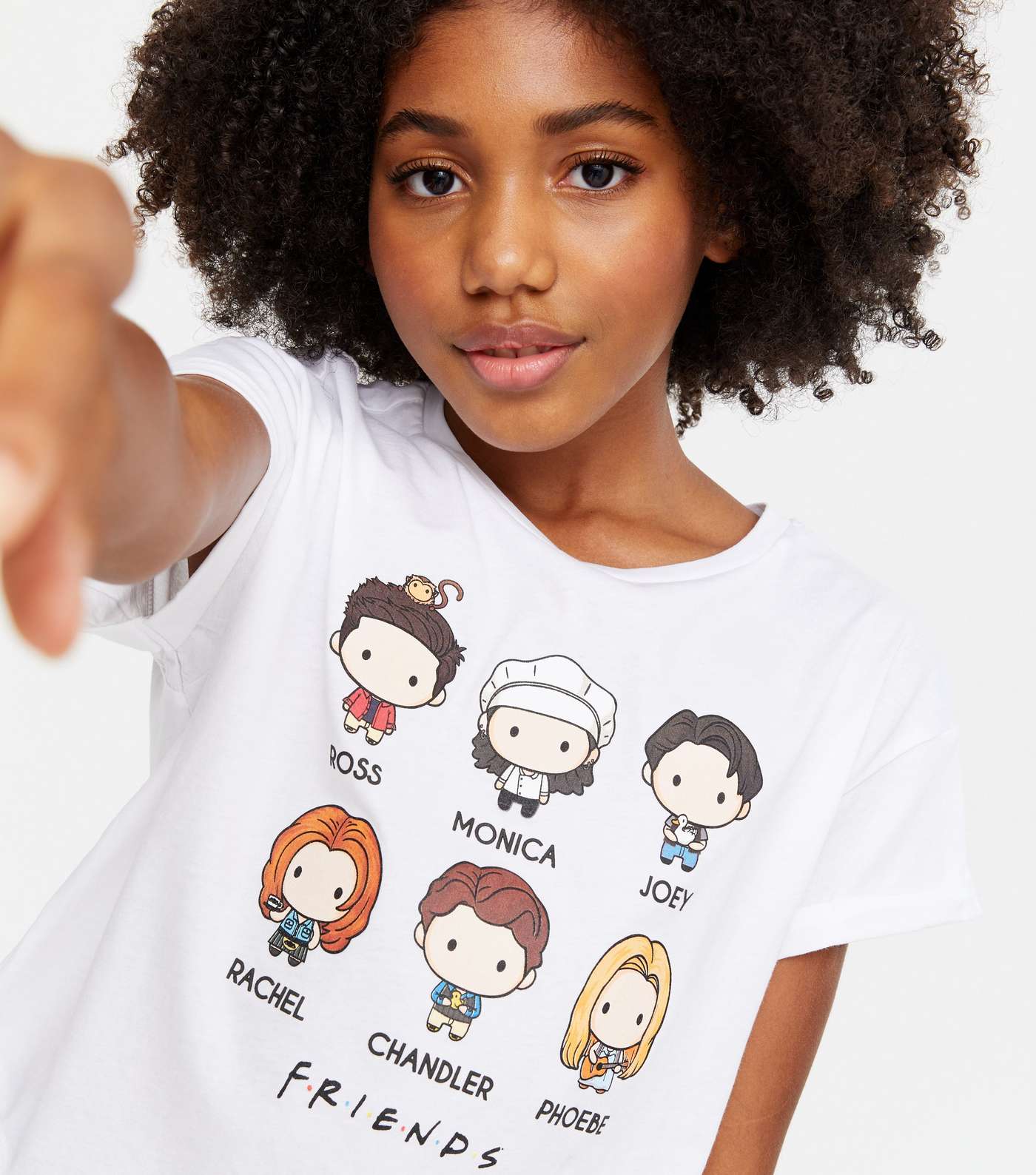 Girls White Logo Friends Characters T-Shirt Image 4