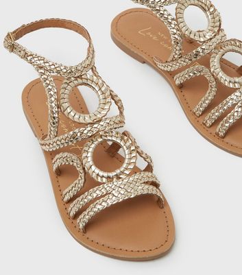 New look flat hot sale gold sandals