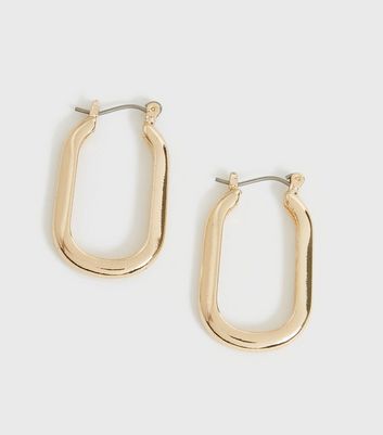 Large gold oval hoop on sale earrings