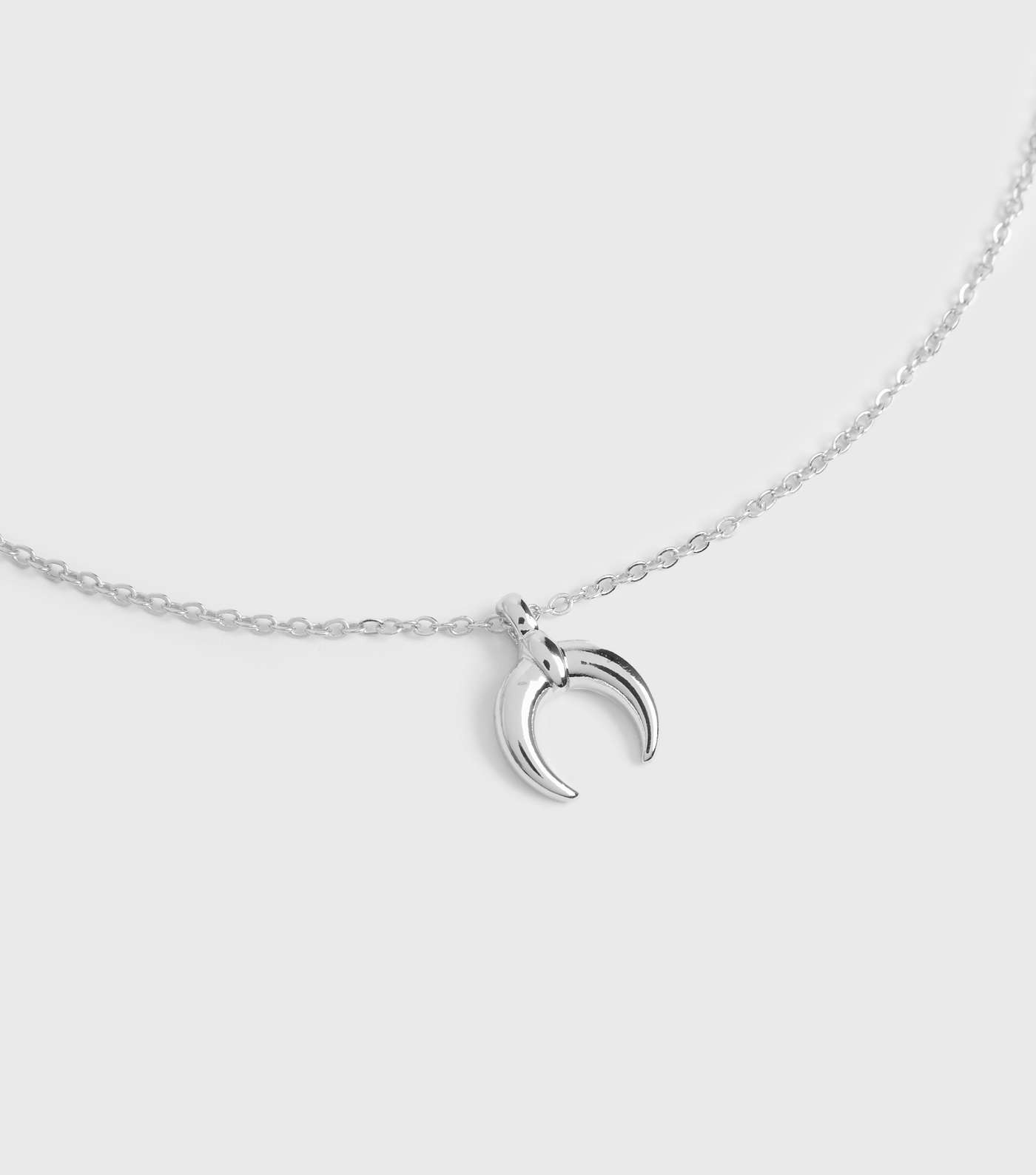 Silver Crescent Pendant Necklace Image 2