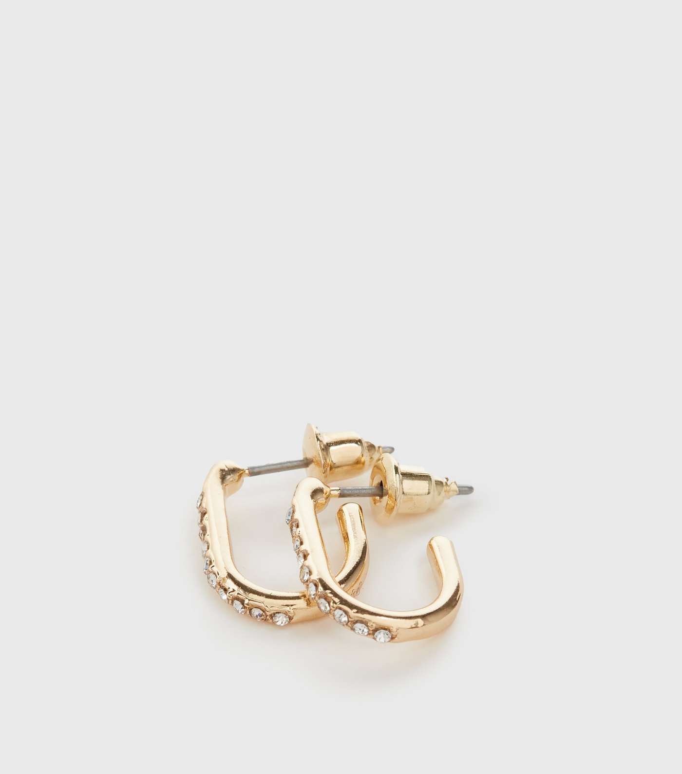 Gold Diamanté Oval Hoop Earrings Image 2