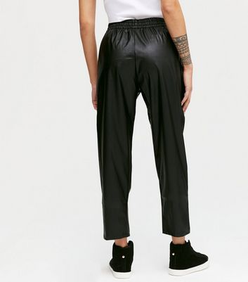 Petite Black Leather-Look Joggers | New 