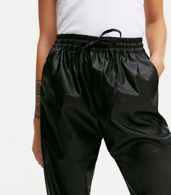 Petite Black Leather-Look Joggers | New 