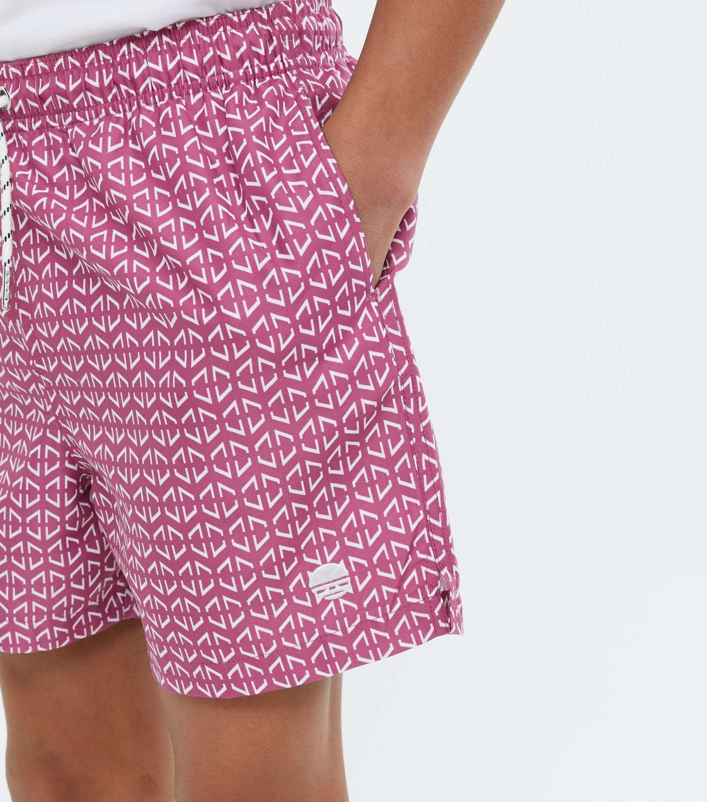 Boys Mid Pink Geometric Print Swim Shorts Image 3