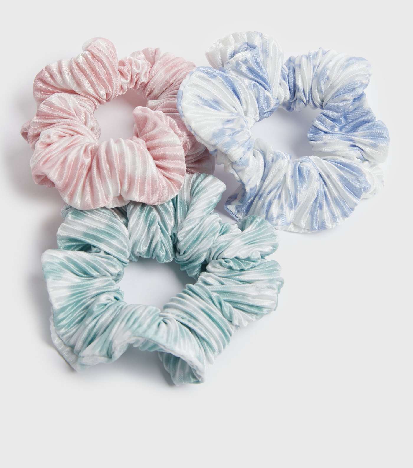 Girls 3 Pack Pink Green and Blue Tie Dye Scrunchies
