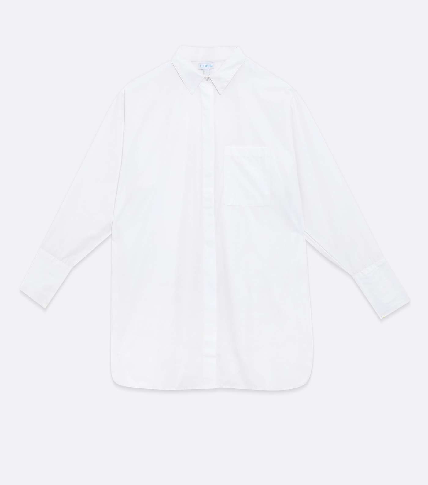 Blue Vanilla White Button Sleeve Oversized Shirt Image 5