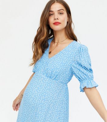 new look blue spot dress