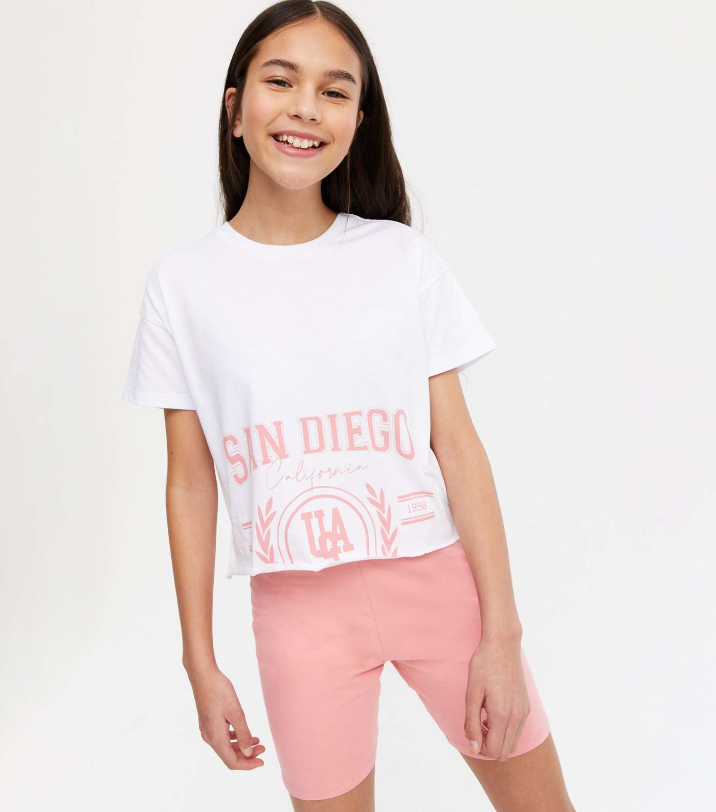 Girls Pink San Diego T-Shirt and Cycling Shorts Set Image 2