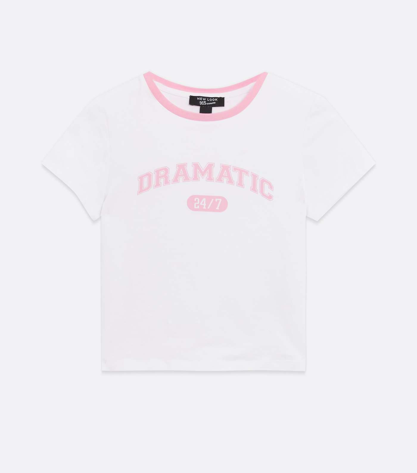 Girls White Dramatic Varsity Logo Ringer T-Shirt Image 5