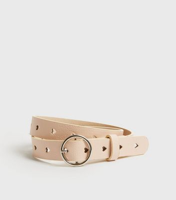 Girls Pink Heart Rivet Circle Buckle 