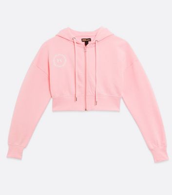 Pink zip up crop top sale