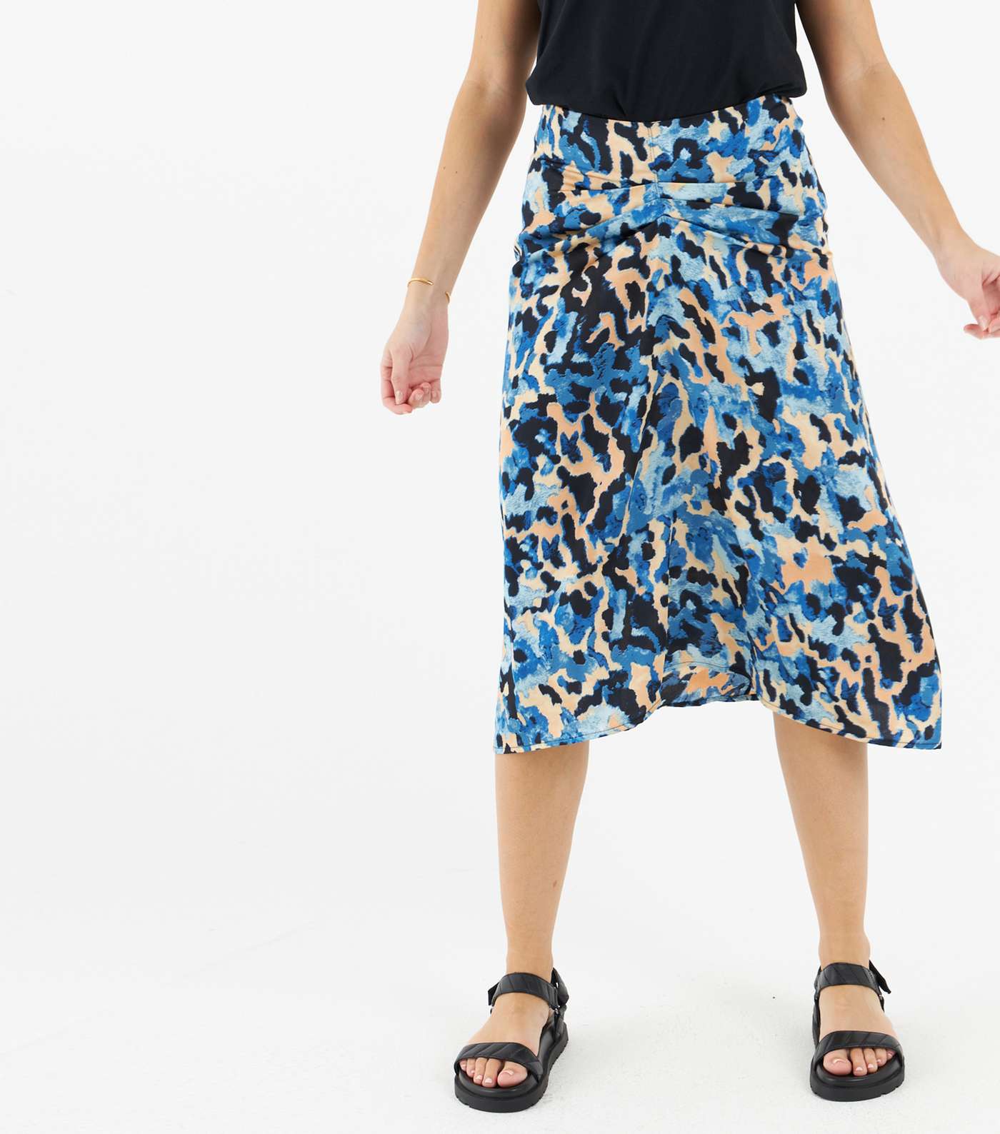 Zibi London Blue Leopard Print Midi Skirt Image 2