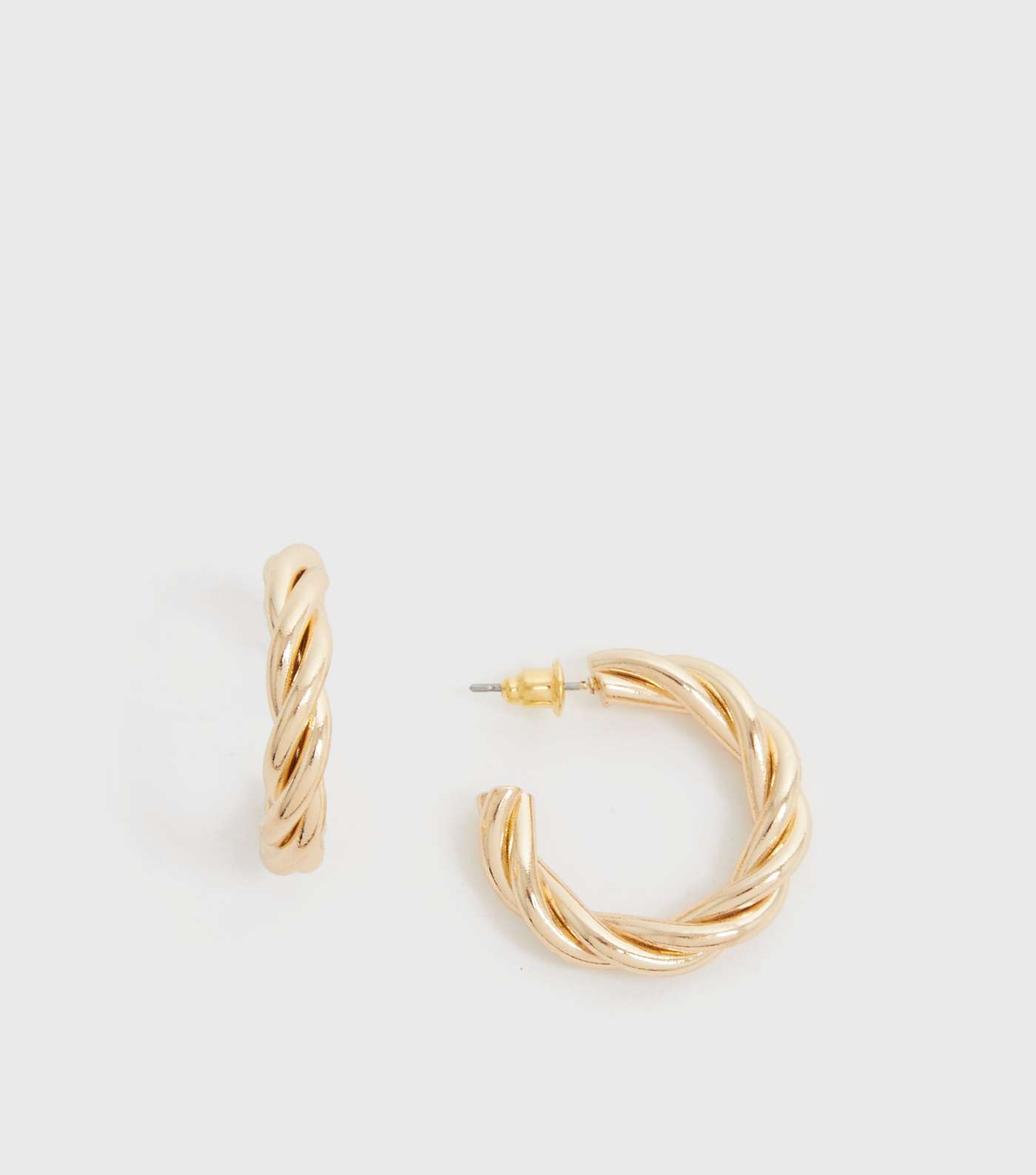 Gold Twisted Chunky Hoop Earrings Image 2