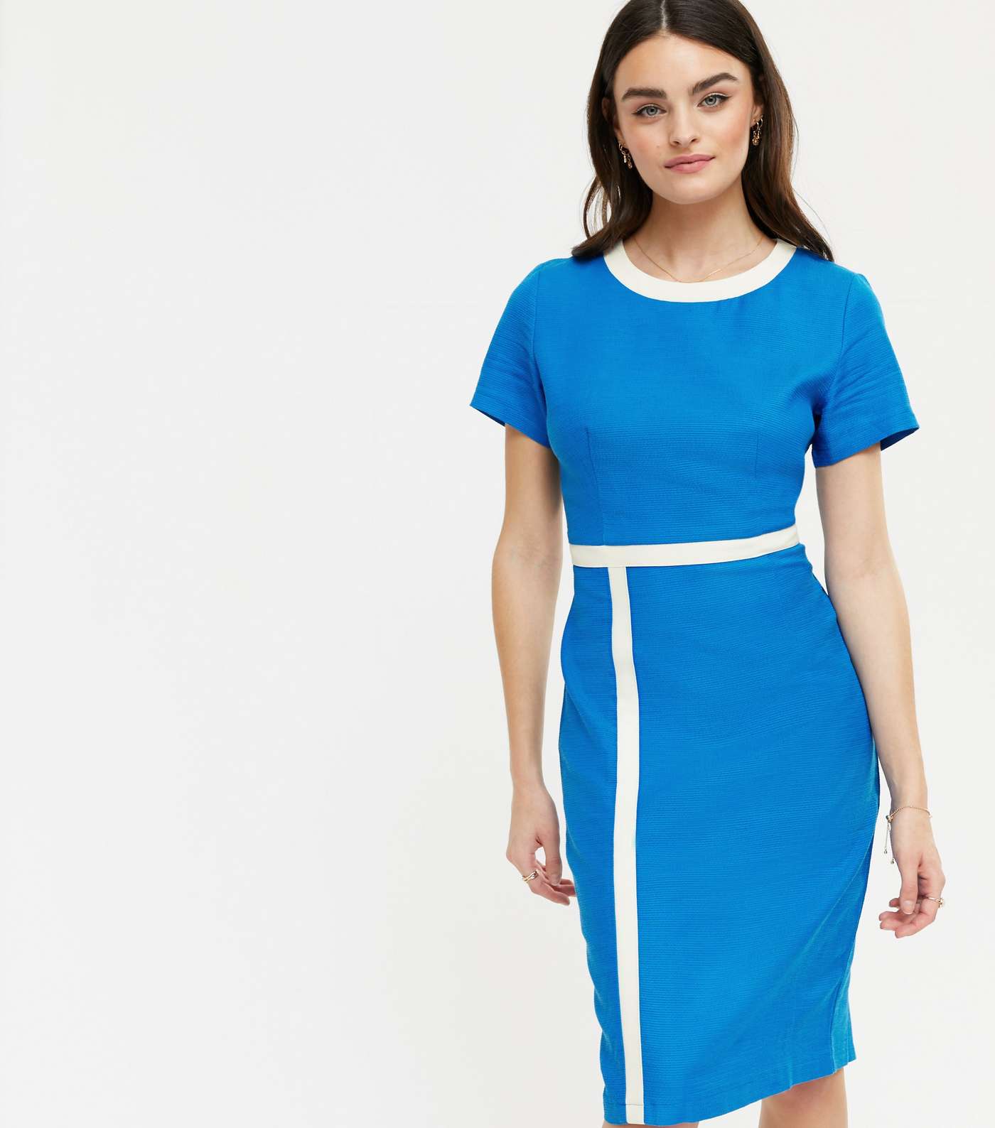 Yumi Bright Blue Textured Bodycon Dress