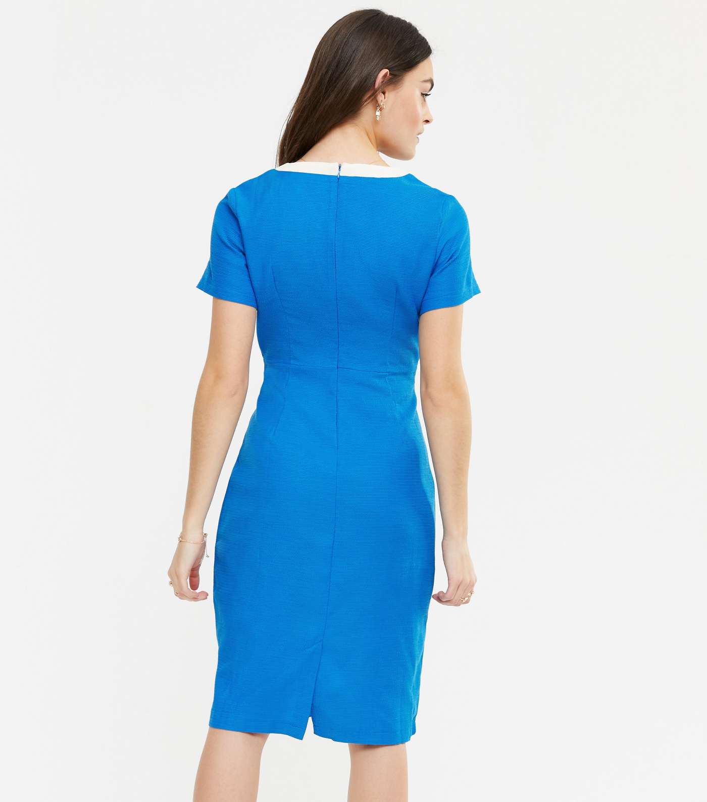 Yumi Bright Blue Textured Bodycon Dress Image 3