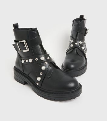 Biker boots with pearls online