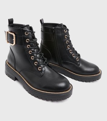 Black Leather-Look Metal Trim Chunky 