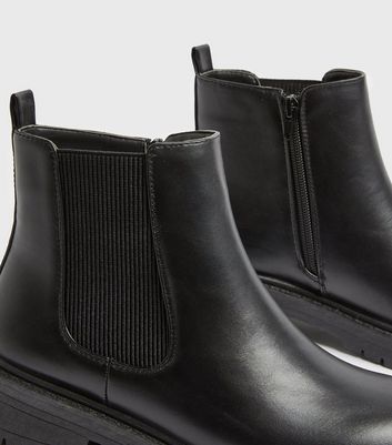 shop for Black Chunky Cleated Chelsea Boots New Look Vegan at Shopo