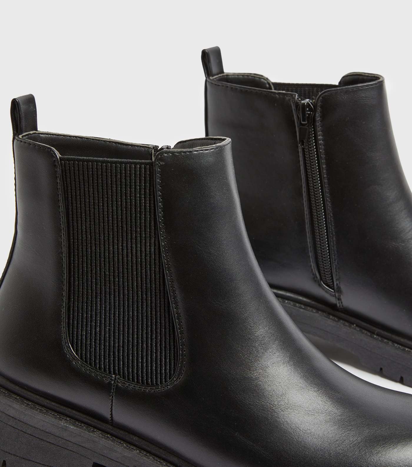 Black Chunky Cleated Chelsea Boots Image 4