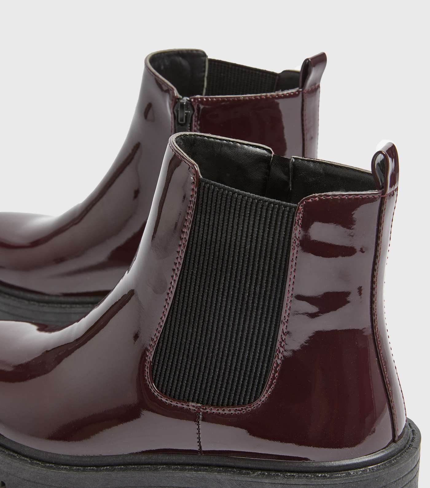 Dark Red Patent Chunky Chelsea Boots Image 4