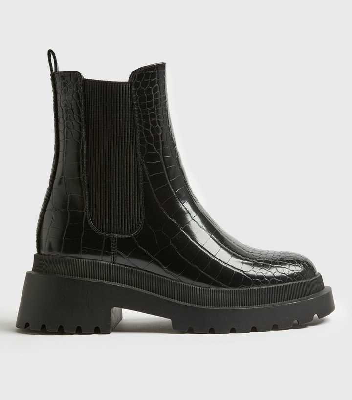 croc print chelsea boots