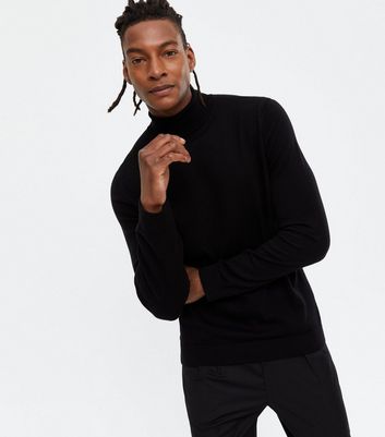 Fine knit black polo cheap neck jumpers