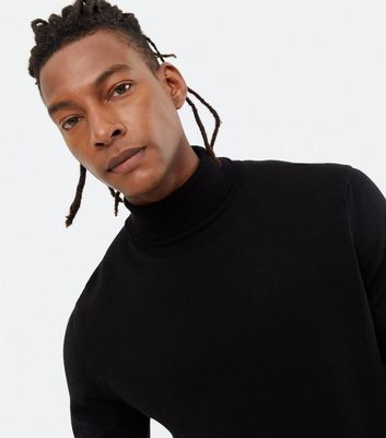 Black fine on sale knit polo neck