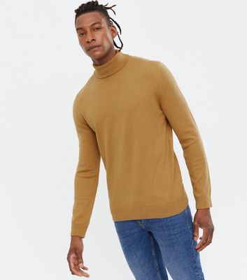 Mens camel outlet roll neck jumper