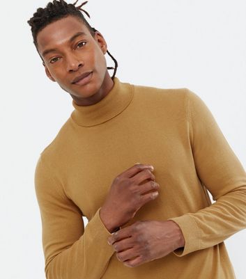 camel roll neck jumper mens