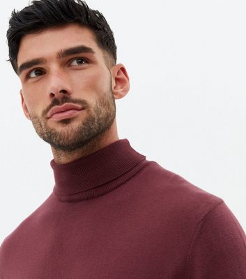 Burgundy roll 2024 neck jumper mens