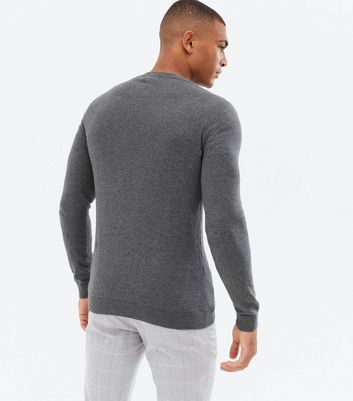Herrenmode Bekleidung für Herren Dark Grey Fine Knit Muscle Fit Crew Jumper Herrenmode Bekleidung für Herren Dark Grey Fine Knit Muscle Fit Crew Jumper