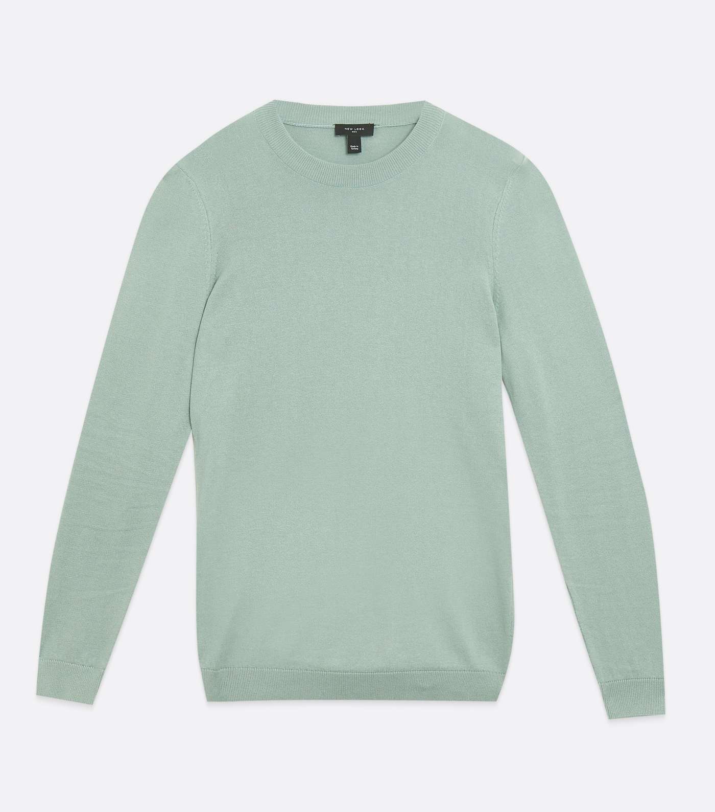Light Green Fine Knit Muscle Fit Crew Jumper Image 5