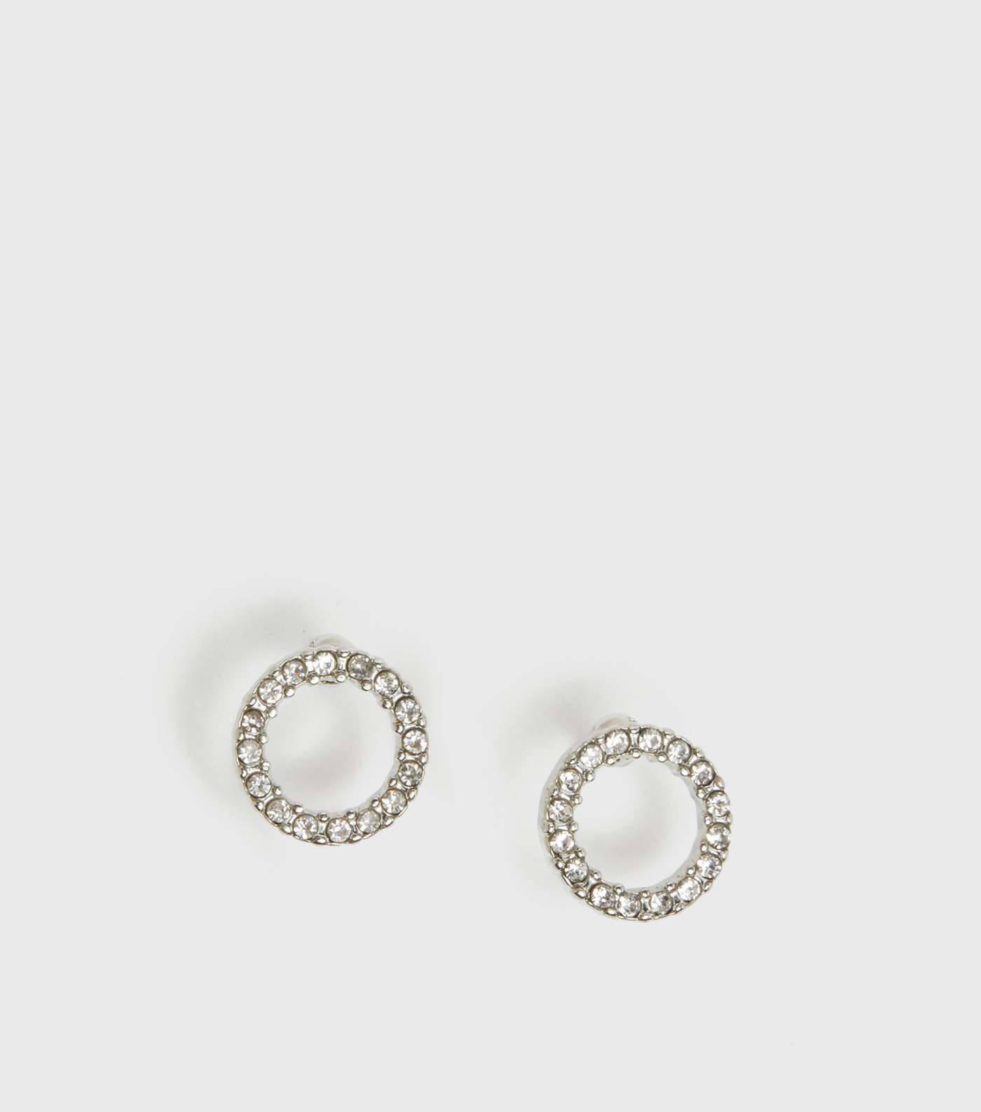 Silver Bridesmaid Diamanté Circle Earrings Image 2