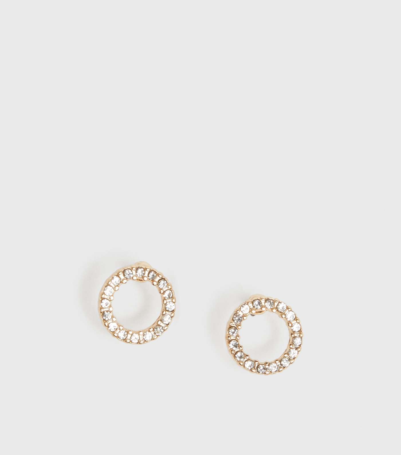 Gold Bridesmaid Diamanté Circle Earrings Image 2