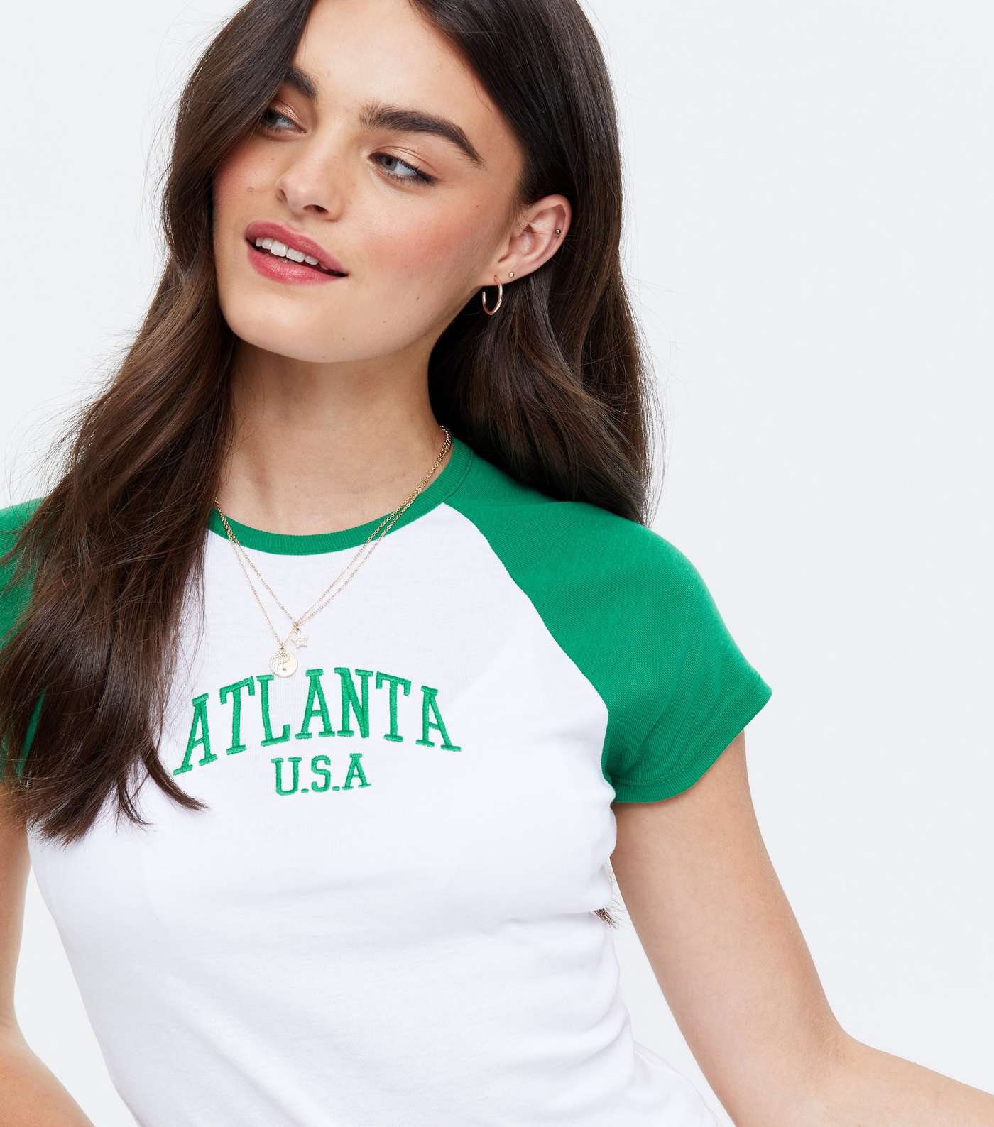 Green Atlanta Raglan Logo T-Shirt Image 2