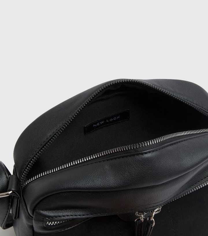 Black Suedette Panel Zip Tote Bag
