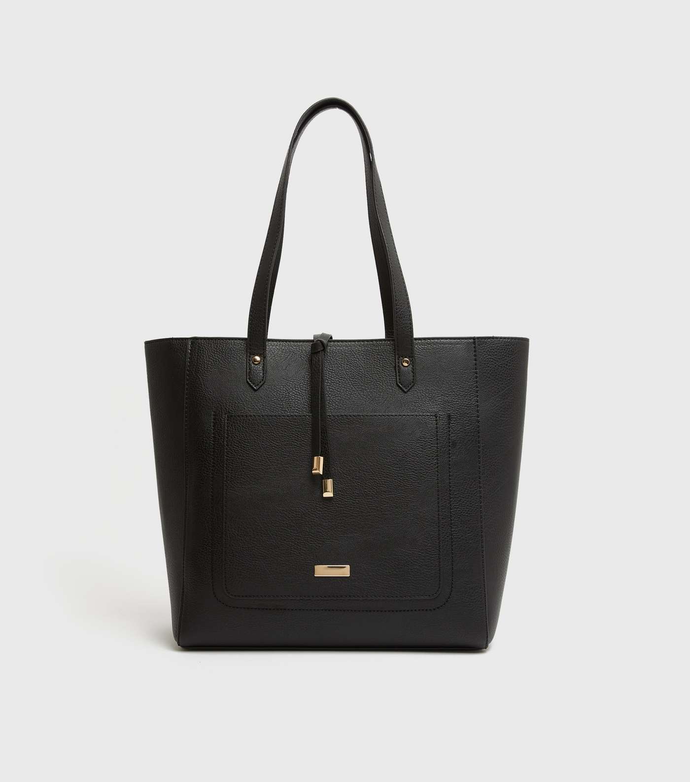 Black Leather-Look Tassel Trim Tote Bag
