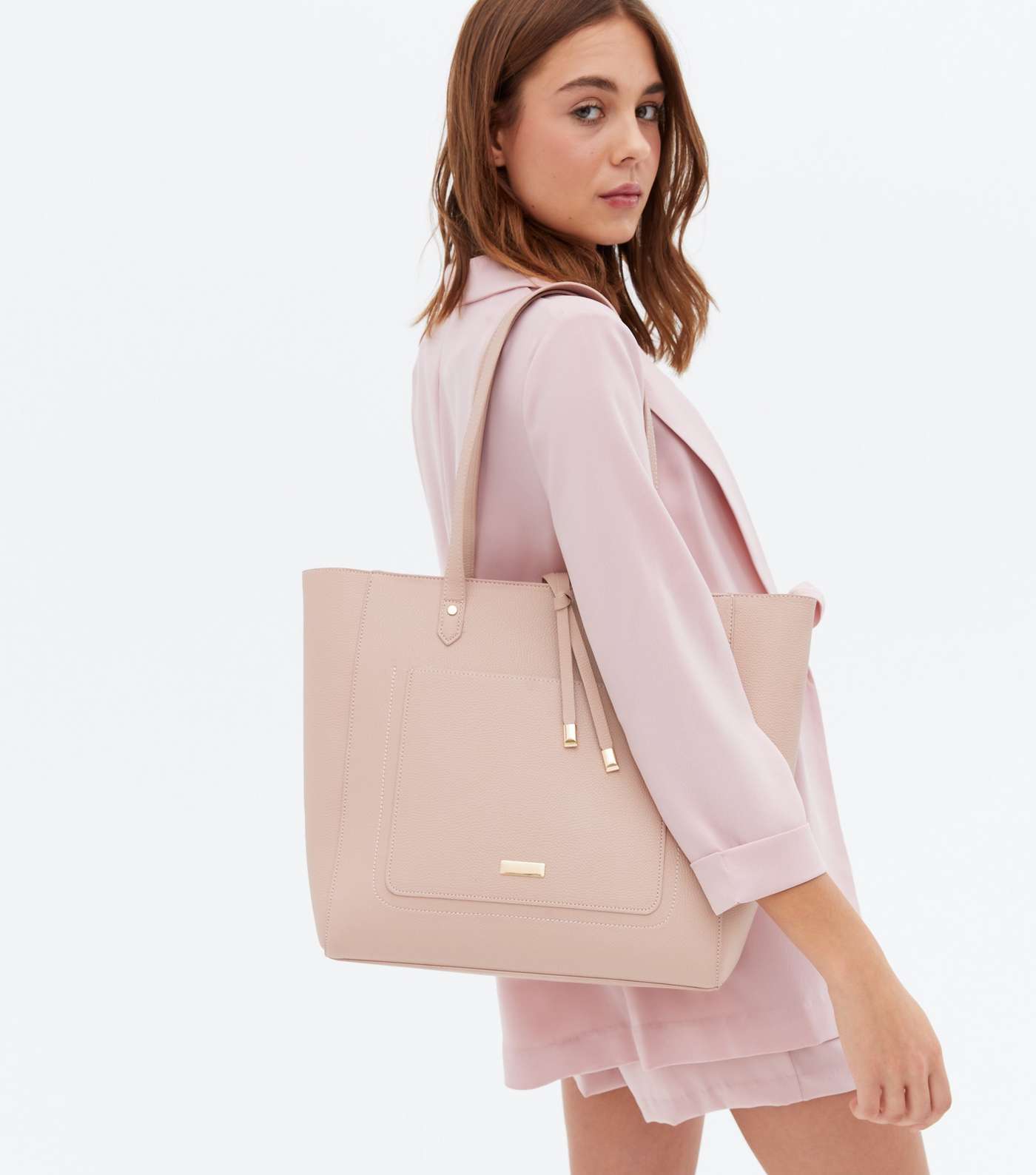 Mid Pink Leather-Look Tassel Trim Tote Bag Image 2